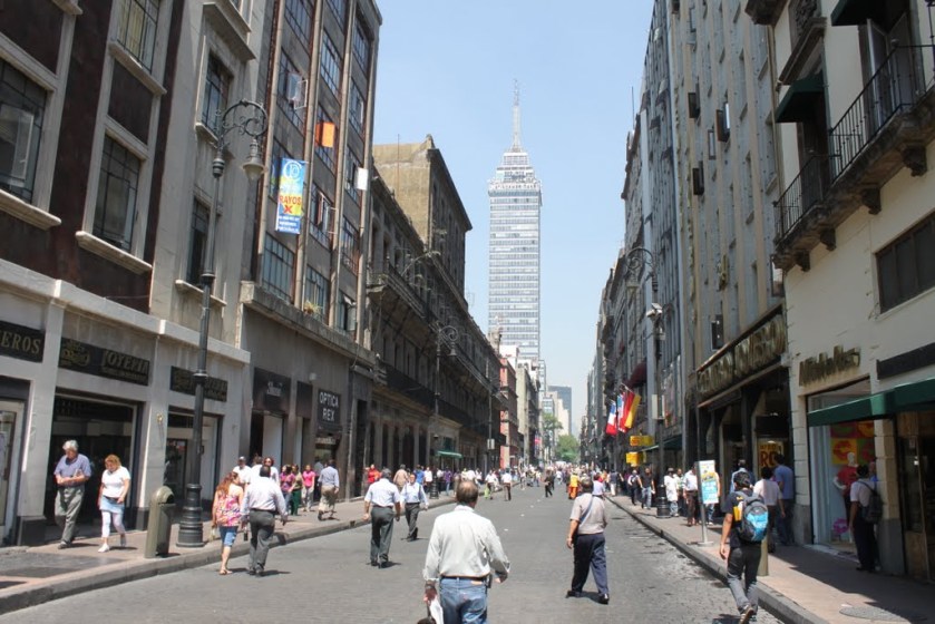 A busy street in Mexico City.