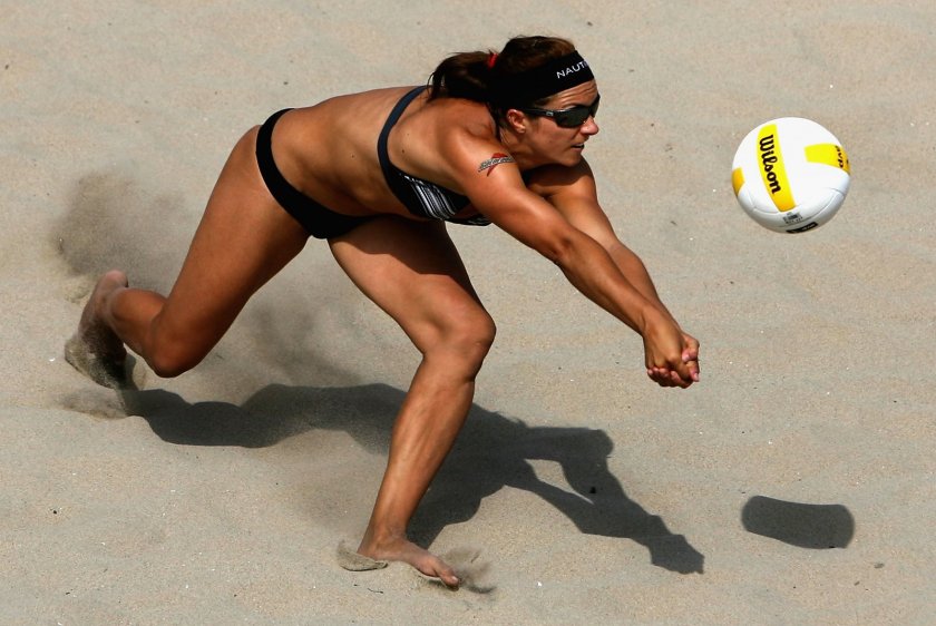 Misty May-Treanor demonstrating why a lot of guys really don't mind watching Olympic beach volleyball.